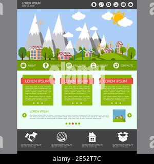 Eco energia verde business website design template layout pagina principale illustrazione vettoriale Illustrazione Vettoriale