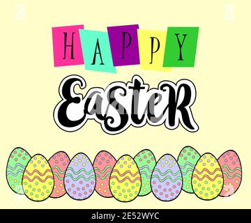 Banner web buona Pasqua colorato divertente uova illustrazione vettoriale Illustrazione Vettoriale