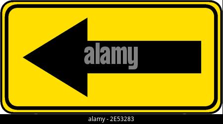 Curva nitida verso il segno giallo sinistro su sfondo bianco Illustrazione Vettoriale