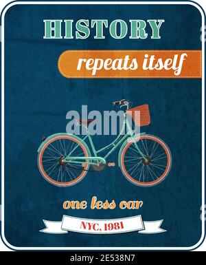 Hipster bicicletta poster promo design illustrazione vettoriale Illustrazione Vettoriale