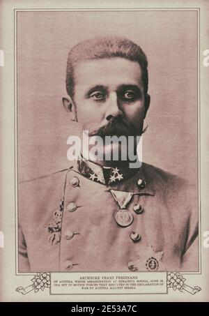 L'arciduca Francesco Ferdinando Carlo Ludovico Giuseppe Maria d'Austria (1863 – 1914) è stato l'erede presunto al trono di Austria-Ungheria. Il suo assassino Foto Stock
