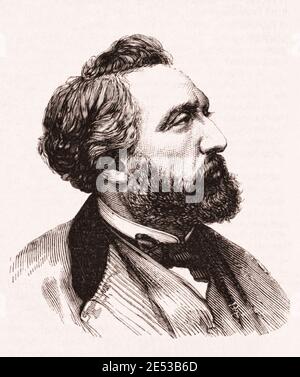 Leon Michel Gambetta (1838 - 1882), - politico repubblicano francese, primo ministro e ministro degli Affari esteri della Francia nel 1881-1882, prominente d Foto Stock