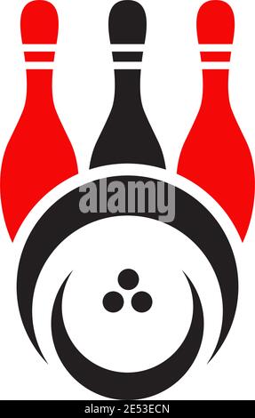 Modello vettoriale di ispirazione per il design dell'icona di bowling Illustrazione Vettoriale