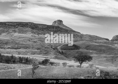 HARRIS, SUDAFRICA - 06 gennaio 2021: Harrismith, Sudafrica - 02 2015 ottobre: Addestramento del driver del percorso del Monte 4x4 al Camp Jeep nel Drakensberg Foto Stock