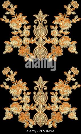Motivo di ricamo stampa tessile Design per arte Mughal illustrazione manualmente Foto Stock