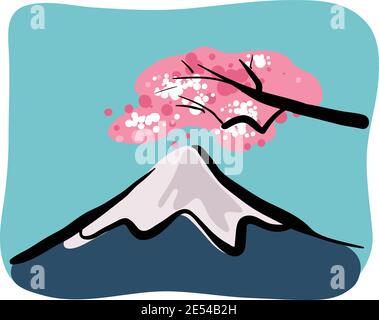 Montare Fuji con rosso e bianco prugna illustrazione stock Vector Illustrazione Vettoriale