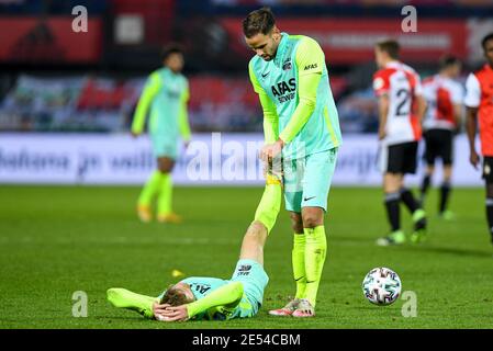 ROTTERDAM, PAESI BASSI - GENNAIO 24: Fredrik Midtsjo di AZ, Pantelis Hatzidiakos di AZ durante la partita olandese di Eredivisie tra Feyenoord e AZ Alkm Foto Stock