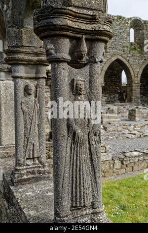 Thomastown, Contea di Kilkenny, Irlanda. 18 aprile 2016. Jerpoint Abbey è un'abbazia cistercense costruita nel 1180 con notevoli incisioni in pietra. Foto Stock