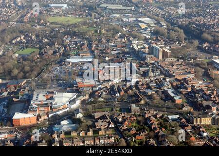 Veduta aerea della città mercato di Pontefract nello Yorkshire occidentale Foto Stock