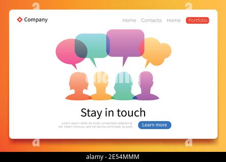 Pagina Web. Social networking aziendale. Informazioni sulla landing page. Illustrazione vettoriale Illustrazione Vettoriale