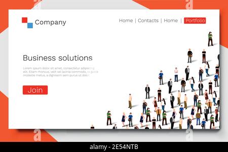 Soluzioni aziendali. Lavoro di squadra e concetto di successo. Informazioni sulla landing page. Illustrazione vettoriale Illustrazione Vettoriale