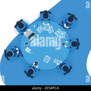 Concetto di lavoratori in ufficio sul luogo di lavoro. Concetto di codorking o di brainstorm. Illustrazione vettoriale isometrica piatta. Modello di pagina Web. Illustrazione vettoriale Illustrazione Vettoriale