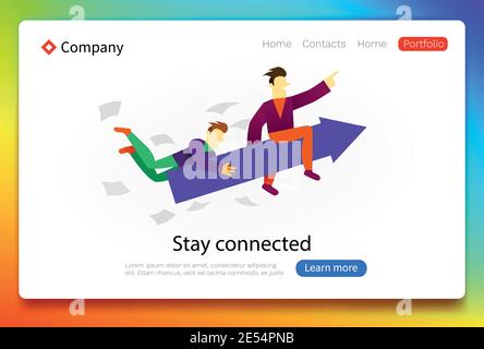 Fate crescere il vostro business. Lavoro di squadra e concetto di successo. Informazioni sulla landing page. Illustrazione vettoriale Illustrazione Vettoriale