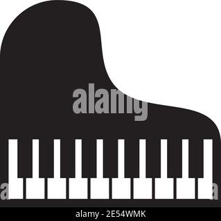 Modello vettoriale per il design del logo della tastiera pianoforte Illustrazione Vettoriale