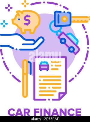 Car Finance Vector Concept Color Illustrazione piatta Illustrazione Vettoriale