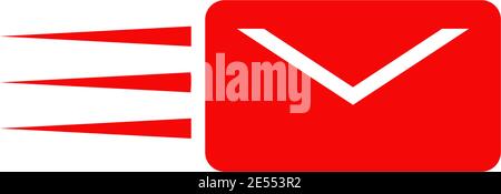 Modello vettoriale per la progettazione del logo con l'icona della lettera di posta Illustrazione Vettoriale