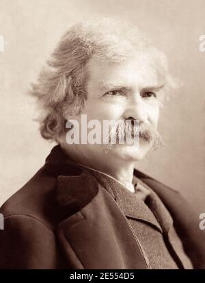 Mark Twain (Samuel Langhorn Clemens), 1835-1910, in un ritratto di Sarony, c1890. Foto Stock