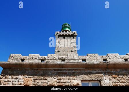 Faro Cap Frehel, Plevenon, Baia di Saint-Malo, Bretagna, Bretagna, Cotes-d'Armor, Francia, Europa Foto Stock