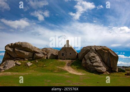 La frazione notevole di Meneham in Bretagna, Francia. Foto Stock