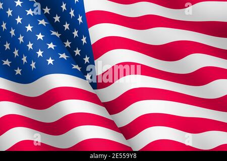 Stati Uniti d'America waving flag 3d illustrazione ondulazione del vento stelle e strisce vecchia gloria Foto Stock