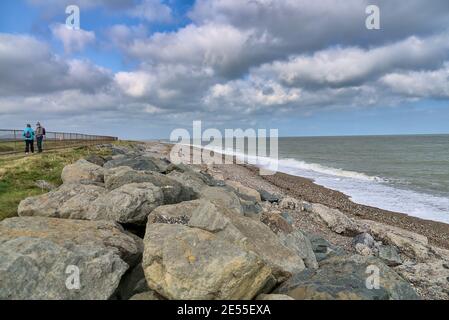 Bella vista rilassante di Newcastle Beach, Sea Roadd, Leamore Upper, Arklow, Co. Wicklow, Irlanda Foto Stock