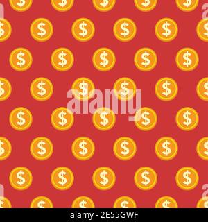 Modello vettoriale in stile monete d'oro senza giunture Illustrazione Vettoriale