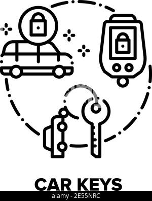 Car Keys Trinket Vector Concept Black illustrazioni Illustrazione Vettoriale
