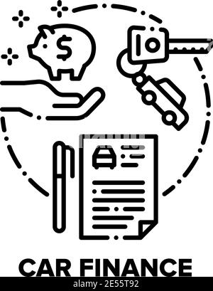 Car Finance Vector Concept Black illustrazioni Illustrazione Vettoriale