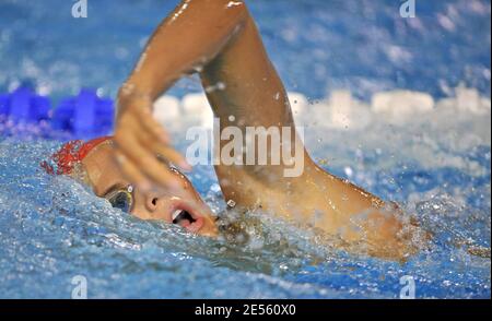 Il francese Laure Manaudou compete durante i Campionati francesi di nuoto 2008 a Dunkerque, Francia, il 24 aprile 2008. Foto di Christophe Guibbaud/Cameleon/ABACAPRESS.COM Foto Stock