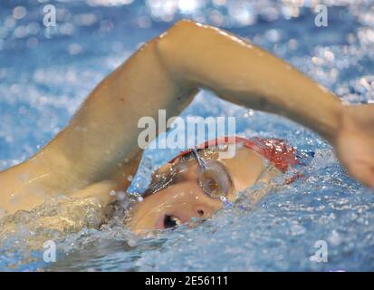 Il francese Laure Manaudou compete durante i Campionati francesi di nuoto 2008 a Dunkerque, Francia, il 24 aprile 2008. Foto di Christophe Guibbaud/Cameleon/ABACAPRESS.COM Foto Stock