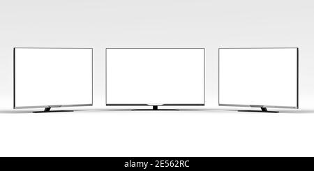 Televisore lcd widescreen a schermo piatto isolato su sfondo bianco - rendering 3d Foto Stock