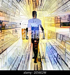 Lo spirito emerge dalla luce. Soul o Aura. Rendering 3D Foto Stock