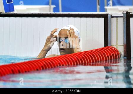 Il Laure Manaudou della Francia compete durante la finale femminile di 400m Freestyle nuoto giorno 3 delle XXIX Olimpiadi al centro acquatico nazionale olimpico di Pechino, Cina il 11 agosto 2008. Rebecca Adlington ha ottenuto la prima medaglia d'oro olimpica freestyle femminile della Gran Bretagna con una vittoria incredibile nei 400 metri di stile libero ai Giochi di Pechino. La nuotatrice inglese di 19 anni, in gara alle sue prime Olimpiadi, ha toccato il nuotatore statunitense Katie Hoff al muro per vincere in quattro minuti e 03.22 secondi. Manaudou piazzò l'Eigth. Foto di Gouhier-Hahn-Nebinger/Cameleon/ABACAPRESS.COM Foto Stock