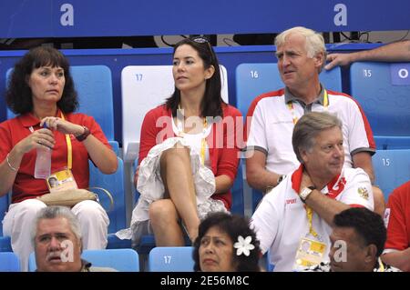 La Principessa Corona Maria di Danimarca partecipa alla finale di nuoto dei XXIX Giochi Olimpici di Pechino, Cina, il 12 agosto 2008. Foto di Gouhier-Hahn-Nebinger/Cameleon/ABACAPRESS.COM Foto Stock