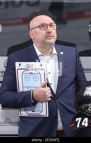 Norimberga, Germania. 26 gennaio 2021. Hockey su ghiaccio: DEL, Nürnberg Ice Tigers - Augsburg Panthers, Main Round, Matchday 12, all'Arena Nürnberger Versicherung. Frank Fischöder, allenatore di Norimberga. Credit: Daniel Karmann/dpa/Alamy Live News Foto Stock