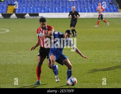 Ipswich, Regno Unito. 26 Gennaio 2021. Sunderlands Jordan Willis e Ipswich Gwione Edwards durante la partita Sky Bet League 1 tra Ipswich Town e Sunderland a Portman Road, Ipswich martedì 26 gennaio 2021. (Credit: Ben Pooley | MI News) Credit: MI News & Sport /Alamy Live News Foto Stock