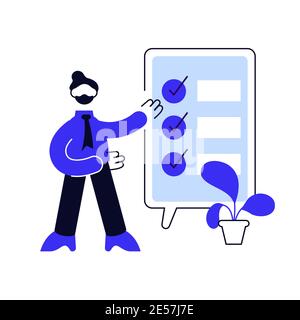 Concetto di completamento di attività riuscito, organizzare un piano giornaliero efficace Illustrazione Vettoriale