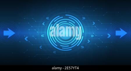 Astratto sfondo blu tecnologia.digitale hi-tech con cerchio e freccia.Vector illustrazione.Eps10 Illustrazione Vettoriale