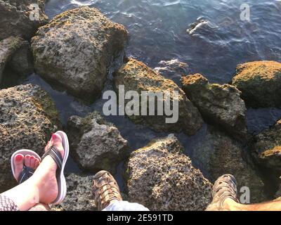 Relax sulla riva, Key Biscayne, Florida, Stati Uniti Foto Stock