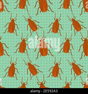 scarafaggio insetto senza cuciture modello illustrazione vettoriale Illustrazione Vettoriale