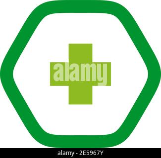 Modello vettoriale di disegno del logo dell'icona di assistenza medica e sanitaria Illustrazione Vettoriale