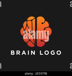 logo brain vector.brain design del logo della connessione. modello del logo del cervello digitale Illustrazione Vettoriale