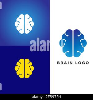 logo brain vector.brain design del logo della connessione. modello del logo del cervello digitale Illustrazione Vettoriale