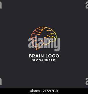 logo brain vector.brain design del logo della connessione. modello del logo del cervello digitale Illustrazione Vettoriale