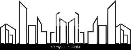 Modello vettoriale di disegno del logo dell'illustrazione City scape Inspiration Illustrazione Vettoriale