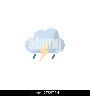 Tempesta e cloud. Icona a colori piatti. Illustrazione del vettore meteo isolato Illustrazione Vettoriale