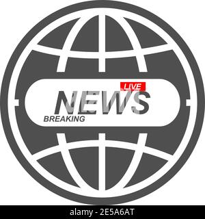News icona mondo simbolo del globo, Breaking News Live in World Illustrazione Vettoriale