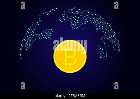 Moneta criptovaluta Bitcoin in design piatto. Illustrazione vettoriale. Eps10 Illustrazione Vettoriale