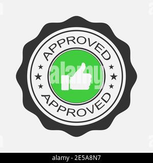 Vettore timbro approvato. Adesivo o banner in design piatto, come icona Illustrazione Vettoriale