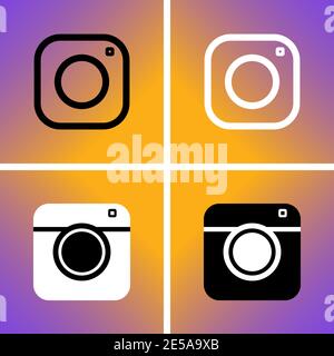 Imposta l'icona web di lineart moderno e foto fotocamera hipster Illustrazione Vettoriale